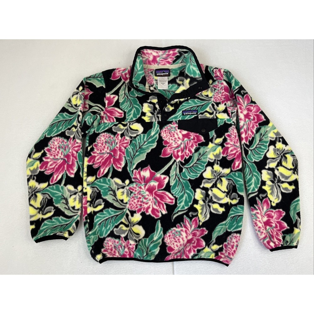 Patagonia Synchilla Hawaiian Floral Snap-T Lightweight Pullover Fleece Womens XS